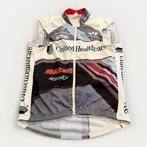 Vintage Voler Mens White Company Logo Promo Sleeveless Cycling Jersey S USA